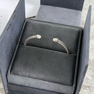 David Yurman. Cable bracelet silver with Gold and Pearl. 4mm